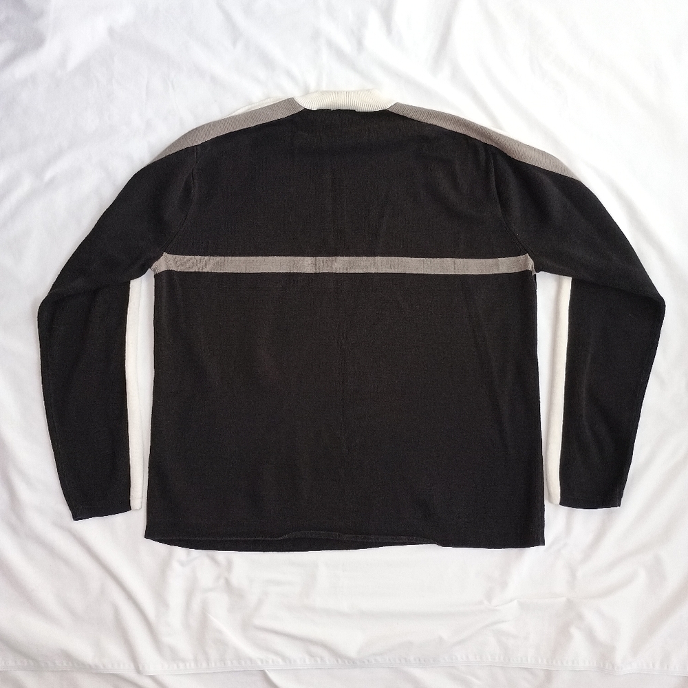 Vtg Armani Exchange Sweater Men's XL Stripe Y2K 90s Logo Cotton Blend Black - Picture 4 of 4